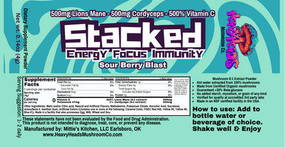 Stacked Beverage Enhancer with Lions Mane & Cordyceps - 20 Pack Energy-Focus-Immunity